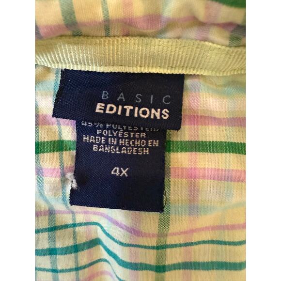 basic editions green pink plaid sleeveless button up womens plus size 4x - Picture 5 of 7